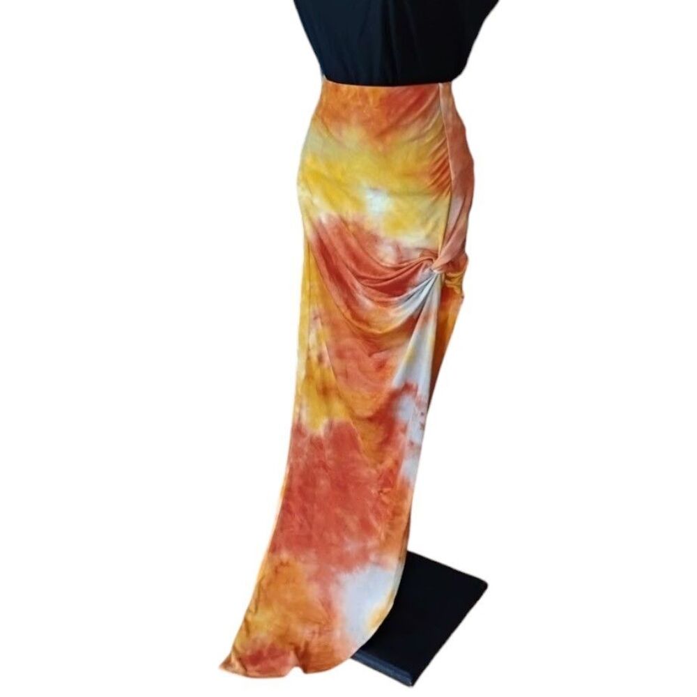 Windsor Golden Hour Tie Dye Maxi Skirt Size Small High Low Side Knot Festival